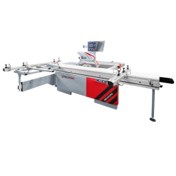 La scie a format HOLZMANN FKS400V32PRO_400 est équipée d'un chariot en aluminium de 3,2 m. Comprend inciseur et lame de scie principale avec réglage automatique de la hauteur et de l'inclinaison, et les 3 axes motorisés contrôlés par le panneau frontal, une scie parfaite et professionnelle pour la découpe de panneaux dans votre atelier de menuiserie.
Garantie 2ans

Design compact et moderne.
Moteur de 5,5 kW, avec frein électromécanique. Installation électrique selon les normes CE.
Chariot extra-large en aluminium de 435 mm, idéal pour l'usinage de pièces volumineuses, monté sur des barres en acier.
Table de travail en fonte 1100x700mm et tables d'extension en acier 1040x920 et 610x600mm.
Comprend un moteur indépendant pour l'unité d'inciseur en standard.
Disque inclinable de 0 à 45º.
Positionnement de haute précision del la guide parallèle grâce à un moteur électrique.
Commande motorisée de l'inclinaison et de la hauteur de coupe depuis le panneau frontale.
Machine lourde permet un excellent travail avec des pièces lourdes et volumineuses
Il dispose de 3 vitesses (3000, 4000 et 5000 tr/min) pour le disque principal.
Table coulissante de 1200 x 550 mm avec guide télescopique de 1950 – 3300 mm avec 2 butées.
Guide d´angle pour couper des pièces en onglet

Matériel inclus:Inciseur (Ø120 x 20 x 3-3,8 Z=2*12ES), disque (HW : Ø300 x 30 x 3,2 mm Z(72)), guide parallèle, rapporteur, guide amovible.



Données sur les moteurs







Puissance moteur S1 W


5500 (/750)







Voltage


400 V / 50Hz







dimensions







Hauteur table mm


890







Chariot aluminium mm


3200 x 435







Dim. table coulissante mm


1200 x 550







Buse d´aspiration


1x Ø 100 / 1 x Ø 80







Dimensions machine mm


4760 x 5010 x 1700







capacité de coupe







Capacité coupe lame a guide


1300







Scie circulaire







Ø Lame / alésage mm


250-400 (/30)







Vitesse de la lame de scie en min-1


(I):3000 (I): 4000 (III):5000







Ø Inciseur / alésage mm


Ø120 x 20 x3,2-4,2/2,2







Puissance moteur inciseur, W


750







Vitesse rotation inciseur min-1


8000







Inclinaison lame


0-45°







Niveau puissance sonore- vibreur







Niveau de puissance sonore en dB


90







Niveau de pression acoustique en dB


88,2







Poids







Poids brut kg


1.240







Poids net kg


1.044







emballage







Largeur emballage mm


2.350







Longueur emballage mm


2.200







Hauteur emballage mm


1.200







Information générale







Code EAN


9120058379420



