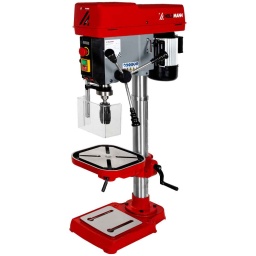 
Perceuse avec variateur de vitesse et affichage numérique. 
Différentes vitesses permettent de travailler avec différents matériaux.
Plage de vitesse en 2 étapes (I) : 190-730 min-1 (II) : 720-2700 min-1 par transfert de courroie.
Base solide pour un bon équilibre de la machine.
Colonne en acier massif, poli et résistant à la torsion.
Rainures en T de 16 mm
Table de travail inclinée à ±45°.
Levier d'avance pratique avec échelle de profondeur.
Butée de profondeur de perçage réglable avec échelle pour un contrôle précis de la profondeur.
Protection repliable du mandrin en méthacrylate.
Garantie 2ans
Matériel inclus:Mandrin automatique B16/Ø 1-16 mm, B16. Câble de 1,8 m., laser de centrage, lampe de travail LED.




Données sur les moteurs







Puissance moteur S1 W


750







Voltage


230 V / 50 Hz







Longueur de câble


1,8 m







dimensions







Portée en mm


190







Dimensions table mm


290 x 290







Dimensions machine mm


368 x 680 x 1125







Caractéristiques techniques







Capacité maxi de perçage en acier


Ø 20







Vitesse de broche min-1


(i): 190 - 730 (II): 720-2700







Course de la broche [mm]


120







distance maximale table-broche mm


417







Distance base-broche


640







Diamètre colonne


Ø 73







Dimensions socle


500 x 290







Dimensions rainure en T


16










25







Support de broche de perçage


MK2 / MT2







Niveau puissance sonore- vibreur







Niveau de pression acoustique en dB


< 85







Poids







Poids brut kg


66







Poids net kg


61.50







emballage







Largeur emballage mm


600







Longueur emballage mm


950







Hauteur emballage mm


300







Information générale







Code EAN


9120058379888




