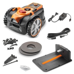 Marque:LawnmasterGarantie:1 anDescription:La facilit&eacute; d'une tondeuse robot sans avoir besoin d'un c&acirc;ble p&eacute;riph&eacute;rique.Technologie de navigation optique Ocumow : notre robot est &eacute;quip&eacute; d'une cam&eacute;ra HDR ( High Definition Range) lui permettant de rep&eacute;rer l'herbe m&ecirc;me dans des conditions d'&eacute;clairage &agrave; contraste &eacute;lev&eacute;.Gr&acirc;ce &agrave; cela, il peut se d&eacute;placer de fa&ccedil;on efficace sur votre pelouse.Ses 2 capteurs &agrave; ultrasons lui permettent de d&eacute;tecter tous les obstacles dans le plan vertical.Tout ce qui est vert dans le plan horizontal autorise le robot &agrave; avancer, tout obstacle de plus de 5cm dans le plan vertical le stoppe et le fait changer de direction.
Convient pour les pelouses de max 500M&sup2;Fourni avec une batterie lithium-ion 24V 4.0Ah.Equip&eacute; d'un &eacute;cran LCD &ndash; i-DialEquip&eacute; d'un capteur de pluieLorsque la batterie a besoin d'&ecirc;tre recharg&eacute;e, la tondeuse retourne automatiquement &agrave; la station de charge (prise de courant ext&eacute;rieure requise). Temps de charge : 130 minutes.Pour les deuxi&egrave;mes pelouses ou jardins sans acc&egrave;s &agrave; l'alimentation &eacute;lectrique ext&eacute;rieure, la tondeuse peut &ecirc;tre utilis&eacute;e en mode Drop and Mow. Chargez simplement la batterie lithium et placez la tondeuse sur la pelouse une &agrave; deux fois par semaine pendant la journ&eacute;e et par temps sec.Les 3 lames pivotantes peuvent &ecirc;tre r&eacute;gl&eacute;es pour couper l'herbe &agrave; un hauteur de 20 &agrave; 60mm. (5 positions en continu)Les roues haute qualit&eacute; et le syst&egrave;me d'entra&icirc;nement puissant permettent de ma&icirc;triser des pentes allant jusqu'&agrave; 35&deg; - 19%.Pour plus de s&eacute;curit&eacute;, la tondeuse d&eacute;tecte et &eacute;vite les obstacles gr&acirc;ce &agrave; la cam&eacute;ra HDR et aux capteurs &agrave; ultrasons.Elle dispose &eacute;galement d'un code Pin emp&ecirc;chant l'utilisation par les enfants, et de capteurs qui arr&ecirc;tent les lames lorsque la machine est soulev&eacute;e.Vous avez le choix entre deux fonctions de tonte, soit une coupe al&eacute;atoire, soit une coupe en spirale.Equip&eacute; du syst&egrave;me Edge following ( suivi de bordure)Elle est &eacute;quip&eacute;e d'une poign&eacute;e de transport qui permet de la d&eacute;placer facilement.Vu son faible encombrement, elle peut &ecirc;tre facilement rang&eacute;e.Contrairement aux robots classiques, celui-ci ne fonctionne automatiquement qu'en journ&eacute;e donc ne risque pas de blesser certains petits animaux (h&eacute;rissons) qui sont actifs la nuit.Ce produit est garanti 2 ans.Caract&eacute;ristiques :- Voltage : 24 V- Batterie int&eacute;gr&eacute;e : 4 Ah Lithium- Temps de travail : environ 3H (l'autonomie d&eacute;pend de l'&eacute;tat de la pelouse)- Temps de Charge : 130 minutes environ- Station de charge AM1 z&eacute;ro installation- Largeur de Coupe : 16 cm- Hauteur de Coupe : r&eacute;glable 5 positions de 20 &agrave; 60mm- Type de Lame : disque avec 3 lames- Pente Maximale : 35&deg; - 19%- Mise &agrave; jour software : OTA et USB- Capteur de levage et d'inclinaison, capteur de pluie & capteurs ultrasons + capteur magn&eacute;tique- Ecran LCD + bouton de s&eacute;lection (r&eacute;glage et fonctionnement)- Connectivit&eacute; Wi-fi et Bluetooth- Tout est contr&ocirc;l&eacute; par simple pression sur un bouton via l'application intelligente OcuMow&trade;, y compris la planification, la s&eacute;curit&eacute;, les param&egrave;tres g&eacute;n&eacute;raux, l'enregistrement des statistiques, etc&hellip;- Deux modes &agrave; s&eacute;lectionner librement : Charge automatique et programmation ou &laquo; Drop & Mow &raquo; (D&eacute;pose et tonte, ce mode est le mieux adapt&eacute; &agrave; une pelouse s&eacute;par&eacute;e)- Syst&egrave;me de verrouillage : g&eacute;olocalisation et code PinCode EAN/GLN:6939349527517Poids:15.00 kg