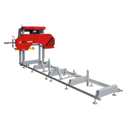 La machine est conçue exclusivement pour la coupe du bois, dures et sèches, humides, transformant grumes en planches, sans dépasser les mesures des rails sur lequel est montée la scie.
Garantie 2ans

Longueur de coupe illimitée, selon le nombre des guides ou des sections que nous ajoutons.
Moteur 389 cc LONCIN de 13HP
Tous les types de bois peuvent être coupés avec la même lame.
Structure solide qui assure une grande stabilité.
Utilisation et l‘assemblage simple, qui offrent une grande mobilité.
Volants en fonte et grandes dimensions.
Montée et descente tête de scie manuelle
Système de fixation excentrique.
Ajustement de prédécoupé
La productivité dépend du type de bois, dur, doux, sec ou humide.
Niveau pression acoustique : LPA 89 dB (A) k = 3dB (A)
Niveau pression sonore : LWA 98 dB (A) k = 3dB (A)
Capacite dépôt huile SAE 15W40 1,1 litres
Capacite dépôt essence e95: 6,5 litres
Avance Manuelle




Données sur les moteurs







Puissance moteur S1 W


8200







Type de moteur


Loncin G390F







Cylindrée cc


389







Type de carburant


E 95 (EN228)







Capacité du réservoir L


6,5







dimensions







Dimensions machine mm


4260 x 1780 x 1700







dimensions des pièces







Longueur pièce mm


1050







Scies á ruban







Dimensions banda mm


3658 x 32 x 1,1







Vitesse bande abrasive m/min


1200







Volants mm


Ø 475







Diamétre maxi. mm


Ø 550







Ouverture maxi entre les ruban mm


530







Sections complémentaires m


2







Épaisseur des volants mm


1,5 - 2,2







Niveau puissance sonore- vibreur







Niveau de puissance sonore en dB


98







Niveau de pression acoustique en dB


89







Poids







Poids brut kg


407







Poids net kg


355







emballage







Largeur emballage mm


630







Longueur emballage mm


2.170







Hauteur emballage mm


860







Information générale







Code EAN


9120058378270




