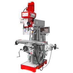 
BF500DDRO avec affichage numérique à 3 axes
Fabrication solide et robuste en fonte, avec une excellente absorption des vibrations.
Tête de fraisage robuste, inclinable (+90º -90º), avec changement de vitesses.
Engrainages durcies et rectifies, en bain d´huile.
Commutateur de rotation droite / gauche.
Taraud maxi M16.
Cabestan de descente de la broche de précision avec échelle de profondeur.
Table transversale lourde et grande avec rainures en «T» de 14mm pour fixer par exemple un étau.
Moteur pas à pas
Boîte de vitesse automatique pour le déplacement de l‘axe X.
Butées de l‘axe «X» réglables automatiquement.
Table transversale avec guides en queue d‘aronde réglables par lardons en V
horizontal milling function
Conversion rapide et simple pour le fraisage horizontale
Garantie 2ans
Matériel inclus:Système d’arrosage, avance automatique de l´axe X, 1 tige de fraisage de 22mm, 1 tige de fraisage de 27mm, un ensemble de 8 pinces (4, 5, 6, 8, 10, 12, 14, 16 mm), mandrin auto-serrant (1-16mm B18) adaptateurs (1xMT3 1xMT2 1xB18), étaux professionnel ouverture de 160mm, lampe halogène.




Données sur les moteurs







Puissance moteur S1 W


850 / 1500







Voltage


400V







dimensions







Dimensions table mm


1000 x 240







Portée en mm


260 - 695







Dimensions machine mm


1500 x 1320 x 2080







Caractéristiques techniques







Adaptateur fraisé


ISO 40







Vitesse de broche verticale min-1


115 - 1750 (8)







Vitesse de broche horizontale min-1


60 - 1350 (9)







Course axe Z mm


400 (250)







Course axe Y mm


230







Course axe X mm


560







distance maximale table-broche mm


355







Puissance moteur broche horizontale kW


1,5







Capacité maxi de perçage en acier


Ø 50 (M16)







Diamètre maximum de fraise en mm


Ø 25







Diamètre maximum de la fraise à surfacer en mm


Ø 80







Dimensions rainure en T


14







Poids







Poids net kg


820







Poids brut kg


900







emballage







Hauteur emballage mm


2.220







Largeur emballage mm


1.320







Longueur emballage mm


1.120







Information générale







Code EAN


9120039908977




