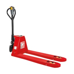 
Equipé d´un total de 5 roues, une motrice et boggies à 2 galets.
Le transpalette électrique est conçu pour l’utilisation légère pour le transport de marchandises à l’intérieur de l’entreprise. Vous commandez et pilotez le transpalette électrique via la poignée de timon ergonomique
Garantie 2ans
Très facile à utiliser grâce à la poignée à trois fonctions lever, baisser et guider
Design industriel, à usage professionnel.
Transpalette entièrement électrique.
Frein électromagnétique 6 Nm
Batterie lithium-ion avec 10Ah et 48V
Rayon de braquage d'environ 1,353 m
La roue motrice et les galets de fourche tandem sont en robuste polyuréthane et permettent une traction de qualité confortable et silencieuse ainsi qu’une capacité de charge maximale et une grande longévité.
Chargeur externe. Câble chargeur de 1.5 mètres
Puissance moteur de traction: 0,75 kW
Puissance moteur d´élévation: 0,5 kW
Vitesse de traction avec chargeJusqu´au: 4 Km/h




Données sur les moteurs







Puissance moteur S1 W


750 / 500







Voltage de batterie


48







Capacité de la batterie


480 Wh







Vie de la batterie


~3h







Temps de chargement


~5h







dimensions







Capacité de levage


1500







Elévation maxi des fourches


195







Hauteur minimum des fourches


85







Dimensions fourches


1150 x 550







Course en mm


110







Poids







Poids brut kg


126







Poids net kg


125







emballage







Largeur emballage mm


800







Longueur emballage mm


1.400







Hauteur emballage mm


670







Information générale







Code EAN


9120058378478




