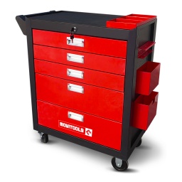 Marque:MOVITOOLSGarantie:3 ansDescription:Mettez de l'ordre dans votre atelier et retrouvez facilement vos outils gr&acirc;ce &agrave; cette servante 5 tiroirs et ses accessoires ! De la marque Movitools, cette servante peut supporter une charge maximum allant jusqu'&agrave; 150 kg et dispose de 5 tiroirs &agrave; roulement &agrave; billes.Ce chariot &agrave; outils en acier renforc&eacute; est &eacute;quip&eacute; de panneaux lat&eacute;raux perfor&eacute;s afin que vous puissiez l'accessoiriser facilement. Il est &eacute;galement dot&eacute; d'une couverture plastique avec un organiseur moul&eacute; sur la partie sup&eacute;rieure.La servante RC5T-ACC dispose de 2 roues fixes et de 2 roues mobiles avec frein pour &eacute;viter que le chariot se d&eacute;place accidentellement lors de vos travaux.
Pour faciliter vos d&eacute;placements, elle est &eacute;quip&eacute;e d'une poign&eacute;e. Cette servante est livr&eacute;e avec un porte-tournevis, un porte-bombes ainsi qu'une poubelle.Caract&eacute;ristiques :- Dimensions: 745 x 362 x 870 mm- 5 tiroirs avec roulement &agrave; billes- &Eacute;quip&eacute; d'une poign&eacute;e pour faciliter le d&eacute;placement- &Eacute;quip&eacute; de 2 roues fixes et 2 mobiles avec frein- Charge max: 150kg- Acier renforc&eacute;- Accessoiris&eacute;: 1 porte tournevis, 1 porte bombes, 1 poubelle- Couverture plastique avec organiseurs moul&eacute;s- Panneaux lat&eacute;raux perfor&eacute;s pour accessoiriser- Couleur &eacute;poxy, antirouilleCode EAN/GLN:5411074174347Poids:33.00 kg