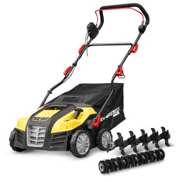 Marque:GARDEO ProGarantie:5 ansDescription:Cescarificateur-émousseur 2 en 1d'une puissance de 1800 W est l'outil parfait si vous souhaitez que votre jardin retrouve son éclat. Grâce à sa largeur de coupe de 40 cm, ce scarificateur est idéal pour l'entretien de terrain de moyenne et grande surface. Il est équipé d'un système de réglage de la hauteur de travail sur 5 positions (scarificateur de -13 à -1 mm et émousseur de -9 à 3 mm), ce qu'il lui permet de s'adapter à vos besoins et de vous offrir un travail de qualité.Afin d'obtenir un confort de travail optimal, ce scarificateur-émousseur est équipé d'une poignée réglage sur 3 positions. Evitez les trajets inutiles grâce à son sac de récupération de 55 litres. Ce scarificateur dispose de deux jeux de lames interchangeables, l'un pour scarifier (20 lames), l'autre (24 griffes) pour émousser.Caractéristiques :- Puissance: 1800 W- Largeur de travail 40 cm- Réglage hauteur de travail centralisé 5 positions (scarificateur de -13 à -1 mm et émousseur de -9 à 3 mm)- Livré avec sac de récupération de 55 litres- Deux jeux de lame interchangeables- Poignée réglable 3 positions- Système rapide de réglage et de rangement- Carter moteur en polypropylène- Double sécurité : bouton à enclencher + gachette de puissance- Cable d'alimentation de 35 cm environ
Code EAN/GLN:5411074191702Poids:13.60 kg