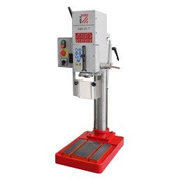 
Base en fonte trempé et rectifie, de grandes dimensions, réglable pour une grande stabilité.
Base équipé avec rainures en T (14mm), pour faciliter la fixation d’étaux, etc.
Grande flexibilité grâce à sa tête pivotante (360º), et réglable en hauteur.
Interrupteur pour la fonction de taraudage.
Alimentation par cabestan de 3 bras.
Engrenages trempes et rectifiées, en bain d´huile.
Puissante moteur 2 pas, assure la maxima performance, un travail continue, et 8 vitesses.
Colonne rectifie et poulie, résistent à la torsion.
Protecteur broche, réglable en hauteur, avec interrupteur de sécurité.
Indicateur / échelle de profondeur, partie frontal de la machine.
Matériel inclus:Mandrin auto-serrant 16MM, protecteur mandrin
Garantie 2ans




Données sur les moteurs







Puissance moteur S1 W


650 / 900







Voltage


400V / 3 / 50Hz







dimensions







Portée en mm


255







Dimensions table mm


250 x 290







Caractéristiques techniques







Capacité de perçage maxi en mm


25







Taille de filetage max.


M10







Support de broche de perçage


MK3/MT3







Vitesse de broche min-1


(8) 105-2900







Course de la broche [mm]


120







Distance base-broche


535







Diamètre colonne


100







Dimensions socle


570 x 340







Dimensions rainure en T


14







Poids







Poids net kg


130







Poids brut kg


158







emballage







Hauteur emballage mm


730







Largeur emballage mm


460







Longueur emballage mm


940







Information générale







Code EAN


9120058373725




