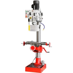 
Moteur pas à pas pour une large plage de vitesse (70-3200 tr/min).
Alimentation vertical avec trois vitesses différentes 0 - 0,1 - 0,18 - 0,26mm/tr/min.
Table transversale lourde et grande avec rainures en «T» de 12 mm pour fixer par exemple un étau.
Système de refroidissement inclus dans la livraison.
Engrenages de grandes dimensions.
Base lourde pour une grande stabilité.
Protecteur du mandrin, acrylique et escamotable.
Grande flexibilité grâce au pivotement et la tête de forage à hauteur réglable.
La fonction automatique de taraudage et CW/CCW compris dans la livraison.
Alimentation par levier en façade.
Engrenages en acier trempé et poli, lubrifiés par bain d'huile.
Garantie 2ans
Matériel inclus:Mandrin de perçage 16mm, douille MT4/3, MT3/2, coin.




Données sur les moteurs







Puissance moteur S6 W


1700-2200







Puissance moteur S1 W


1100-1500







Voltage


400V







dimensions







Dimensions table mm


190x600







Portée en mm


260







Hauteur maxi mm


2160







Caractéristiques techniques







Support de broche de perçage


MK4 / MT4







Capacité de perçage maxi en mm


Ø40x130







Course de la broche [mm]


120







Diamètre colonne


115







Distance base-broche


1180







distance maximale table-broche mm


630







Course axe X mm


+/- 250







Course axe Y mm


185










200







Vitesse de broche min-1


75-3200 (12)







Poids







Poids net kg


372







Poids brut kg


380







emballage







Hauteur emballage mm


1.900







Largeur emballage mm


700







Longueur emballage mm


750







Information générale







Code EAN


9120039901978




