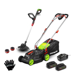 Marque:CONSTRUCTORGarantie:5 ansDescription:Prévue pour la tonte de petits et moyens terrains, cette tondeuse à gazon sans fil de la marque Constructor fonctionne avec deux batteries lithium 20V . Elle dispose d’une largeur de travail de 34 cm et d’un bac récolteur de 30 litres. Vous pouvez à tout instant ajuster la hauteur de coupe sur 6 positions grâce à son système de réglage centralisé (25-75mm). Son carter en polypropylène est très léger et ne demande que très peu d’entretien.Ce coupe-bordures rechargeable Constructor est idéal pour entretenir les bordures des petites et moyennes pelouses. Léger et maniable, son manche téléscopique en aluminium permet de l’adapter à la taille de son utilisateur (hauteur min 90cm – hauteur max 115cm). Sa poignée inférieure est ajustable sur 6 positions pour un plus grand confort de travail.
Ce kit est livré avec 2 batteries 2Ah, un chargeur rapide 1H, une paire de gants de travail et un lot de 2 bobines pour le coupe borduresLes batteries et le chargeur fournis sont compatibles avec tous les produits de la gamme Constructor Power shared.Caractéristiques :- Tondeuse :- Puissance: 20V max- Vitesse moteur : 4200 t/min- Largeur de coupe: 34 cm- Carter polypropylène- Hauteur de coupe centralisée 6 positions (25-75 mm)- Capacité du bac récolteur: 30 L- Coupe bordures :- Puissance: 20 V- Diamètre de coupe: 25 cm- Système de coupe : fil avec avance automatique (diamètre 1.65mm)- Vitesse moteur : 8500 t/min- Poignée inférieure ajustable- Manche télescopique- Manche orientable 3 positions- Etrier de protection pour les plantes- Livrés en boite couleur avec 2 batteries 2Ah et chargeurCode EAN/GLN:5411074248154Poids:16.00 kg