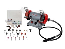 Mini-meuleuse double HOLZMANNN DSM7SET_230 V avec arbre porte-meules flexible et jeu d'accessoires de 110 pièces. Machine multifonctionnelle. Grâce au jeu complet d’accessoires compris avec la machine, le touret à meuler permet de réaliser facilement et en toute sécurité des travaux de découpe, de nettoyage, de polissage et de meulage, avec un seul appareil. Est un outil flexible permettant d’affûter des outils très divers : des forêts et fraises aux accessoires de coupe et burins, en passant par les ciseaux, couteaux et lames. L’arbre porte-meules flexible permet des travaux de grande précision
Garantie 2ans

Moteur à induction sans entretien et fonctionnement silencieux.
Faibles vibrations.
Réglage de la vitesse en fonction de l'utilisation
4 patins en caoutchouc anti-vibration pour une bonne stabilité
Socle avec 4 trous pour fixation sur établi.
1 meule : Ø 75 x 20 x Ø 10 mm
1 disque de polissage : Ø 75 x 20 x Ø 10 mm
Jeu d'outils de 110 pièces pour arbre flexible.
Longueur de l'arbre flexible : 1 m
Les pare-étincelles ajustables se règlent sans outil
Capots de protection fermés sur les côtés
Bâti métallique compact et robuste pour une longue durée de vie
Supports de travail ajustables pour différentes applications




Données sur les moteurs







Puissance moteur S1 W


120







Voltage


230 V / 50 Hz







Vitesse rotation arbre min-1


0 - 9900







Classe de protection


II







Niveau puissance sonore- vibreur







Niveau de puissance sonore en dB


95,8







Niveau de pression acoustique en dB


82,8







Poids







Poids brut kg


2.50







Poids net kg


2.30







emballage







Largeur emballage mm


220







Longueur emballage mm


276







Hauteur emballage mm


226







Information générale







Code EAN


9120132140694




