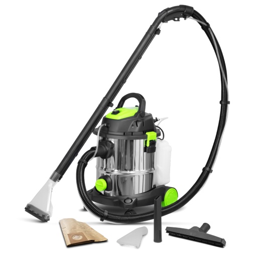 Aspirateur eau et poussières / shampouineuse 1400W - 20L inox - 18 Kpa avec soufflerie