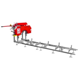 La machine est conçue exclusivement pour la coupe du bois, dures et sèches, humides, transformant grumes en planches, sans dépasser les mesures des rails sur lequel est montée la scie.

Longueur de coupe illimitée, selon le nombre des guides ou des sections que nous ajoutons.
Tous les types de bois peuvent être coupés avec la même lame. Structure solide qui assure une grande stabilité.
Utilisation et l‘assemblage simple, qui offrent une grande mobilité.
Volants en fonte et grandes dimensions.
Levage de l´unité de sciage et alimentation manuelle.
Système de fixation excentrique. Ajustement de prédécoupé
La productivité dépend du type de bois, dur, doux, sec ou humide.
Possibilité d´ajouter sections complémentaires pour augmenter la capacité de coupe
Fiche CEE 3 pôles, 230 V, 16A
Garantie 2ans
Livrée avec:1 Lame bimetal, 1 section de 2,4metres




Données sur les moteurs







Puissance moteur S1 W


2200







Voltage


230V / 1 / 50Hz







dimensions







Dimensions machine mm


3100 x 1450 x 1220







Scies á ruban







Dimensions banda mm


2750 x 19 x 0,9







Vitesse bande abrasive m/min


840







Volants mm


350







Diamétre maxi. mm


360







Ouverture maxi entre les ruban mm


350







Sections complémentaires m


1,5







Épaisseur des volants mm


1,5-2,2







Poids







Poids brut kg


210







Poids net kg


170







emballage







Largeur emballage mm


645







Longueur emballage mm


1.365







Hauteur emballage mm


1.150







Information générale







Code EAN


9120058378492




