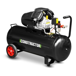 Marque:CONSTRUCTORGarantie:5 ansDescription:Avec sa cuve de 100L équipée d'une vanne de purge et son débit d'air de 250L/min, le compresseur CTAC8-100 de la marque Constructor vous permettra de gonfler, d'agrafer, de buriner, de souffler, d'utiliser un pistolet peinture...Son moteur bi-cylindre en V lubrifié lui assure une grande durée de vie.Il est équipé d'une poignée de transport et de roues pour un déplacement aisé, d'un interrupteur ON/OFF, de 2 manomètres pour vérifier l'air en entrée et en sortie, de 2 raccords rapides pour fixer vos tuyaux à air comprimé et accessoires, d'un bouton de réglage de la pression et d'un filtre à eau.
Caractéristiques:- Puissance: 3Hp / 2.2Kw- Alimentation: 230 V- Vitesse : 2800t/min- Pression de travail max : 8 bars- Débit d'air : 250L/min- Huile conseillée : SAE30-10- Poids net : 47kg- Dimensions : 100 x 46 x 71cm- Diamètre des roues : 19cm- Niveau sonore : 93Db- Garantie : 5 ansCode EAN/GLN:5411074215316Poids:52.00 kg