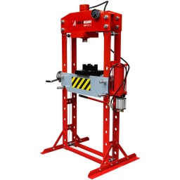 
Presse hydraulique parfaite pour les ateliers mécaniques, les ateliers de maintenance, les écoles, les centres de formation, etc.
Actionnement du piston par pompe manuelle ou pneumatique par pédale.
Pression de service : 0,75 MPa (7,5 bars) – 0,85 MPa (8,5 bars)
Structure robuste, avec des profils très épais, aptes à supporter les grands efforts auxquels elle va être soumise.
Convient pour presser, plier, redresser, monter et démonter des roulements, etc.
Garantie 2ans
Manomètre de lecture de pression.
Cylindre chromé de haute qualité
Huile recommandée : HLP46 – 2,5 L
Élévation manuelle de la table par câble.
Retour automatique du piston.
Livré avec 2 prismes en 