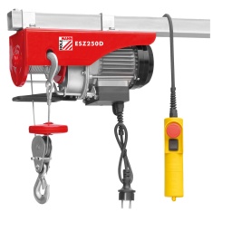 Différentes versions de palans électriques, adaptés pour le levage et le déplacement des charges dans les chantiers. 250kg

longe câble de travail, télécommande filaire.
carter en tôle d‘acier revêtue de peinture en poudre.
Moteur et boîte de vitesses en aluminium.
Garantie 2ans




Données sur les moteurs







Puissance moteur S1 W


500 S3(25%)







Voltage


230V 50Hz







Poids







Poids brut kg


10.50







Poids net kg


10







emballage







Largeur emballage mm


140







Longueur emballage mm


350







Hauteur emballage mm


226







Information générale







Code EAN


9120058376139




