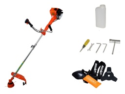 Petites et grandes surfaces serontnettoyéesen un clin d'oeil avec cette débroussailleuse ultra performante.Un moteur 2 temps s'occupe de vous donner toute la puissance nécessaire à vos travaux. Un coupe-bordures et une lame sont inclus, ainsi qu'un harnais pour votre sécurité et afin de travailler de façon plus ergonomique et moins fatiguante. En effet, le poids de la machine est alors réparti sur vos épaules, plutôt qu'entièrement sur vos avants-bras. Les deux poignées ergonomiques de cette machine vous tomberont dans les mains et son utilisation sera simple et non éprouvante. Vous pourrez changer en un tour de main de lame de coupe ou de fil coupant.
Garantie 2ans

Bloc Moteur 52cc équipé d'un système de démarrage facile
Système Anti-Vibrations pour un Confort augmenté
Tube des poignées d'épaisseur 1.5mm, bien plus solide
Connecteur alu à cliquet pour un emboîtage aisé
Carter plastique de protection plus large et plus résistant
Moteur plus silencieux
Réservoir avec carter de protection

Contenu:

Une débroussailleuse
Outils de coupe : lame et coupe-bordures
Un récipient pour effectuer le mélange carburant
Un harnais de sécurité pour coupe bordure
Kit d'outils


Caractéristiques Techniques:

Moteur : 1E44F-5, 52 cm³ 3cv
Poids: 11.5Kg
Refroidissement à air
Puissance: 2,2 KW / 3cv - 9000 T/min
Réservoir: 1200 ml
Dimension du carton: 108 x 30 x 30 cm
Longueur: 1860 mm
Largeur: de 360 à 600 mm
Largeur du moteur: 280mm
Hauteur du moteur : 260mm
Carburateur à diaphragme
Protection de lame très robuste
Lame de fauchage à 3 dents
Dispositif de démarrage facile
Un bouton d'arrêt d'urgence


