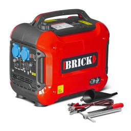 Marque:BRICKGarantie:3 ansDescription:Ce groupe électrogène inverter max 1880W de la marque Brick est équipé d'un moteur 4 temps refroidi par air de 79.7 CC. Il possède une autonomie maximale de 5 heures. Il dispose d'un design compact, moderne et robuste. Pour votre sécurité, il possède un arrêt automatique en cas de surcharge.Un groupe électrogène inverter est un générateur qui reconstitue entièrement le courant fourni par l'alternateur avant de le redistribuer. La tension et la fréquence sont alors plus stables. De plus, il varie son régime moteur par rapport à ce que vous allez brancher, ce qui en fait un générateur parfaitement adapté pour tous les équipements qui ne supportent pas de variations de tension comme par exemple les appareils électroniques. En baissant son régime moteur, il permet également de consommer moins de carburant.
Caractéristiques :- Moteur 4 temps refroidi par air d'une cylindrée de 79.7cc- Puissance max en pointe de 1880W et puissance en continu de 1700W- Capacité du réservoir d'essence: 4L (essence sans plomb)- Capacité du réservoir d'huile: 0.38L (15W40)- Autonomie max: 5H- Equipé de 2 prises 230V et d'une prise 12V 8Ah- Poids net: 21.5kg- Garantie 3 ans- Niveau de pression acoustique 60 Db à 7M- Dimensions: 48x30x41cm- Arrêt automatique en cas de surcharge- Démarrage manuel- Indice de protection : IP23M- Altitude d'utilisation max : 1000M- Température max : 40°- Livré avec un entonnoir, un tournevis, une clé à bougie et un câble de connexion 12V.Code EAN/GLN:5411074231552Poids:23.50 kg